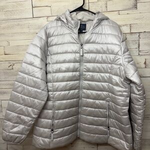 St John’s Bay womens silver puffer quilted winter coat jacket XL